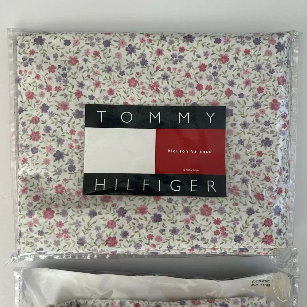 Vtg Set Of 2 Tommy Hilfiger Window Blouson Valances Floral Beachcomber 86x15”